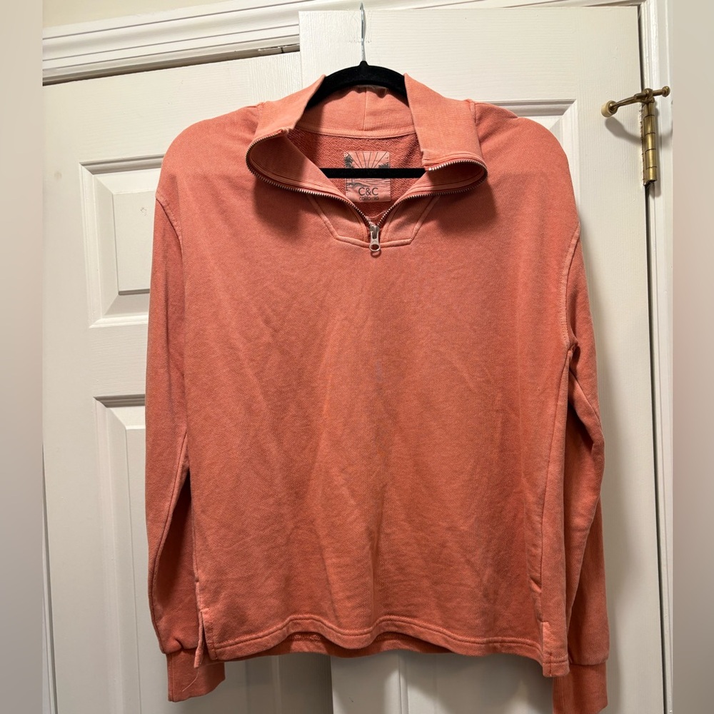 C&C California Sunwashed Coral Quarter Zip